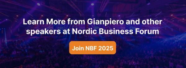 A call to action to join NBF 2025 to learn more from Gianpiero Petriglieri
