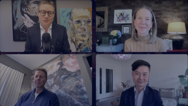 April Rinne, Howard Yu, and Risto Siilasmaa in a remote discussion.