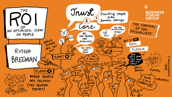 Sketchnotes from Rutger Bregman's keynote at NBF 2022