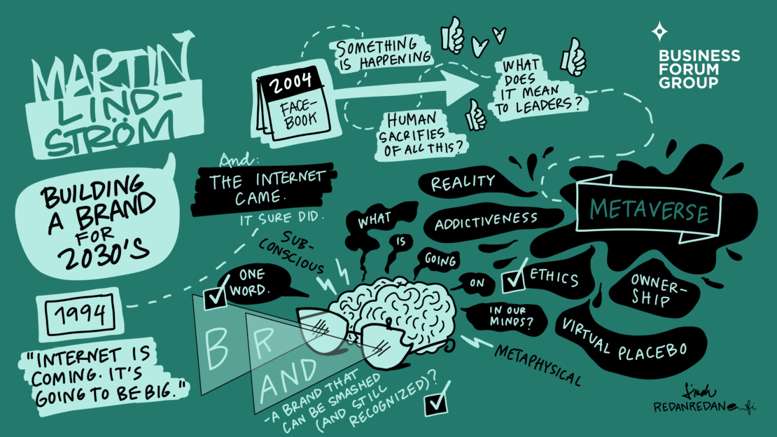 Sketchnote of Martin Lindstrom's keynote at NBF 2022